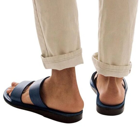 Men\'s Leather Double Strap Jerusalem Sandals Aviv Blue Size 13 US 46 EU main image 5